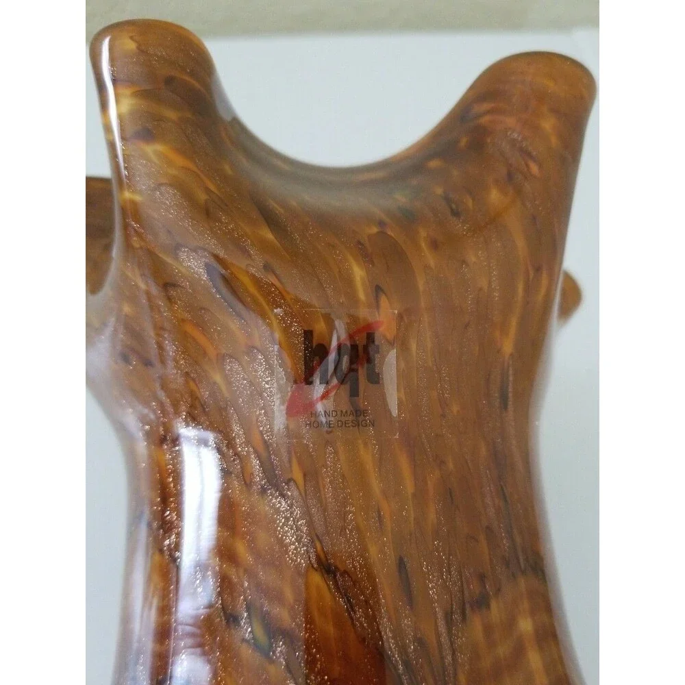 Lovely Contemporary Hand Made  Amber Art Glass Vase by hqt Home Design 11